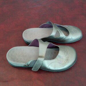 Orthaheel Womens Size 7 Jane Orthodic Mules Slip On Gold Sandals